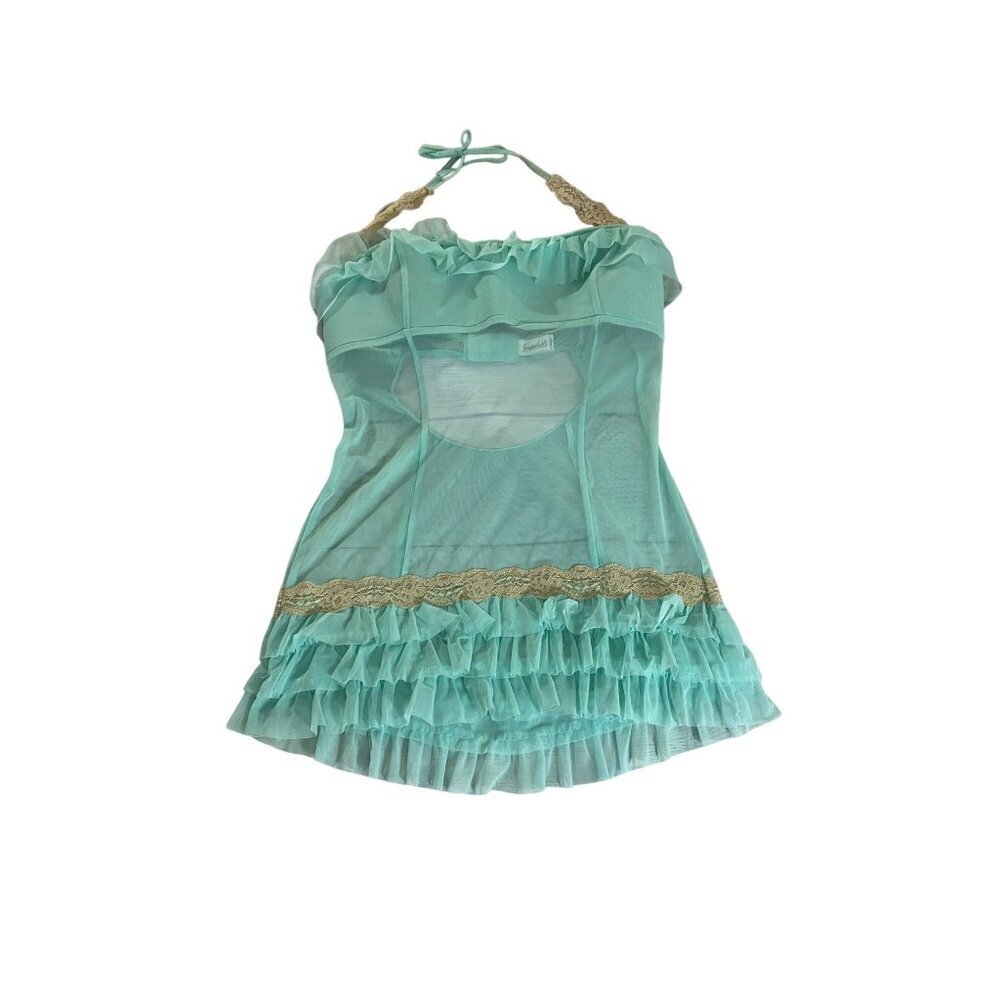 Fredericks Of Hollywood Women's Teal Sheer Mesh Lingerie One Piece - Large